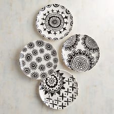 Groovy Black & White Salad Plate Set