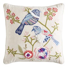 Blue Birds on Branches Pillow