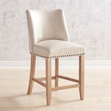 Corinne Ivory Counter Stool with Natural Whitewashed Wood