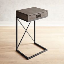 Mazza Gray C-Table with Storage Drawer