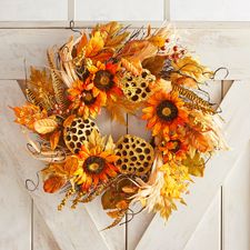 Faux Sunflower & Cornhusk 22" Wreath