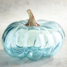 Large Blue Luster Glass Pumpkin 