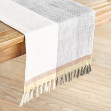 Gold & Black Plaid 72" Table Runner with Fringe
