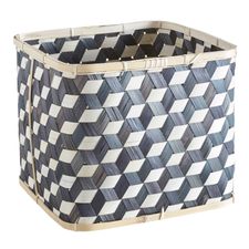 Black & Natural Square Bamboo Basket