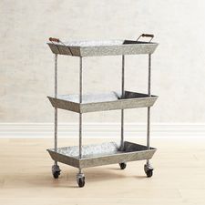 Fritz Galvanized 3-Tier Bar Cart
