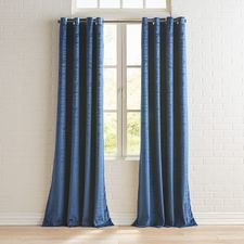 Chenille Blue Grommet Curtain