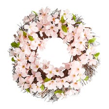Pink Faux Dogwood 19" Wreath