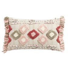 Diamond Mauve & Gray Lumbar Pillow with Fringe