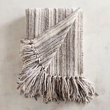 Chenille Streamers Gray Striped Throw