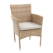 Capri Sand Woven Dining Chair with Cushion