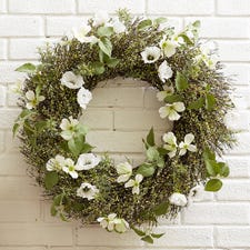 Faux Dogwood, Anemone & Berries 23" Wreath