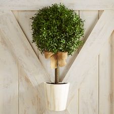 Faux Boxwood Topiary Door Decor & Wreath