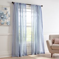 Striped Lyric Blue Curtain