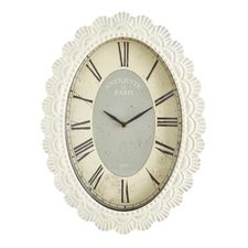 Scalloped Oval Iron Ivory Wall Clock