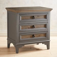 Weston Slate Bedside Chest with Saddle Wood