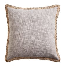 Chunky Jute-Trimmed Gray Pillow