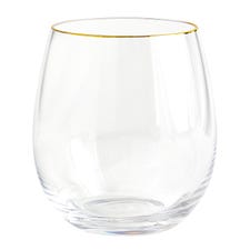 Gold Rim Acrylic Stemless Wine Glass