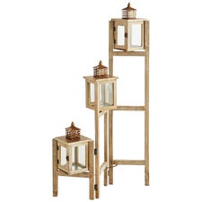 Stacked Wood Floor Lanterns