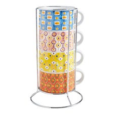 Geometric Pattern Stackable Mugs Set