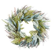 Faux Long Leaf Eucalyptus & Berries 23" Wreath