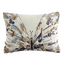 Embroidered Butterfly Lumbar Pillow
