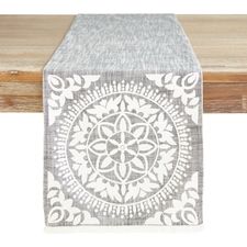72" Charcoal Medallion Table Runner