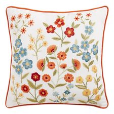 Embroidered Floral Sprigs Pillow