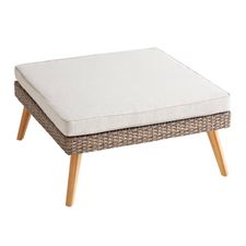 Bari Chateau Latte Ottoman with Cushion