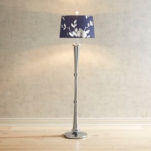 Navy & Silver Leaf Glass Floor Lamp