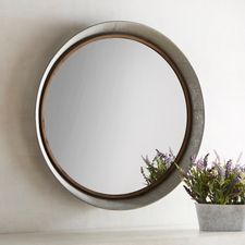 Galvanized Metal 30" Round Mirror
