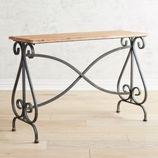 Wood & Scroll Iron Console Table