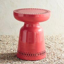 Coral Punched Metal Garden Stool