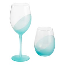 Matte Blue Dipped Stemware