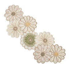 35" Natural Florals Beaded Table Runner