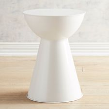 Metal White Drum Accent Table