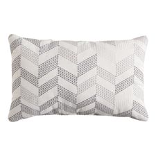 Embroidered Chevron Lumbar Pillow in Natural