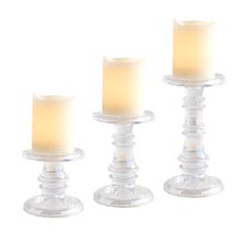 Luster Glass Pillar Candle Holders