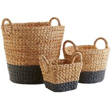 Dippy Gray & Natural Wicker Baskets