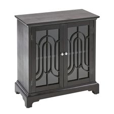 Wood & Metal Cabinet with Glass Doors