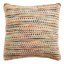 Variegated Yarn Rust Pillow with Jute Trim