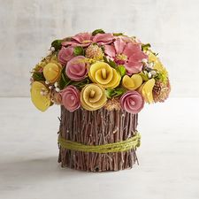Pink & Yellow Wood Curl Arrangement