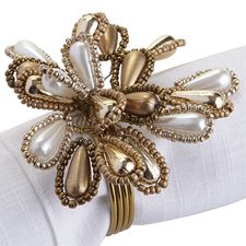 Beaded Metallic Luxe Flower Napkin Ring