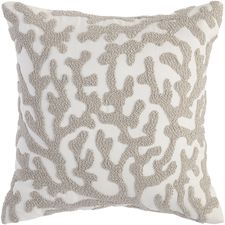 Coral Embroidered Bisque Pillow