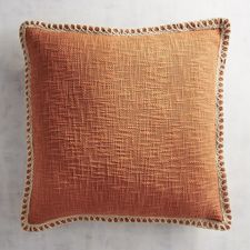 Chunky Jute-Trimmed Rust Pillow