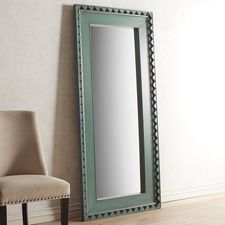 Smoke Blue Wood Framed Floor Mirror