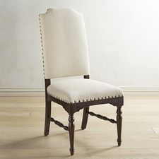 Broderick Linen Dining Chair with Espresso Wood
