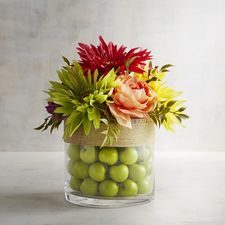Faux Ranunculus & Apple Arrangement