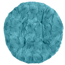 Fuzzy Teal Papasan Stool Cushion