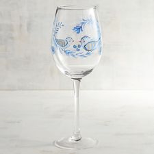 Blue Birds Wine Glass