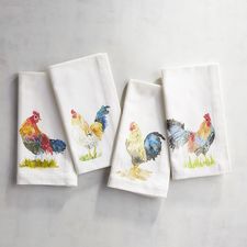 Watercolor Rooster Napkin Set